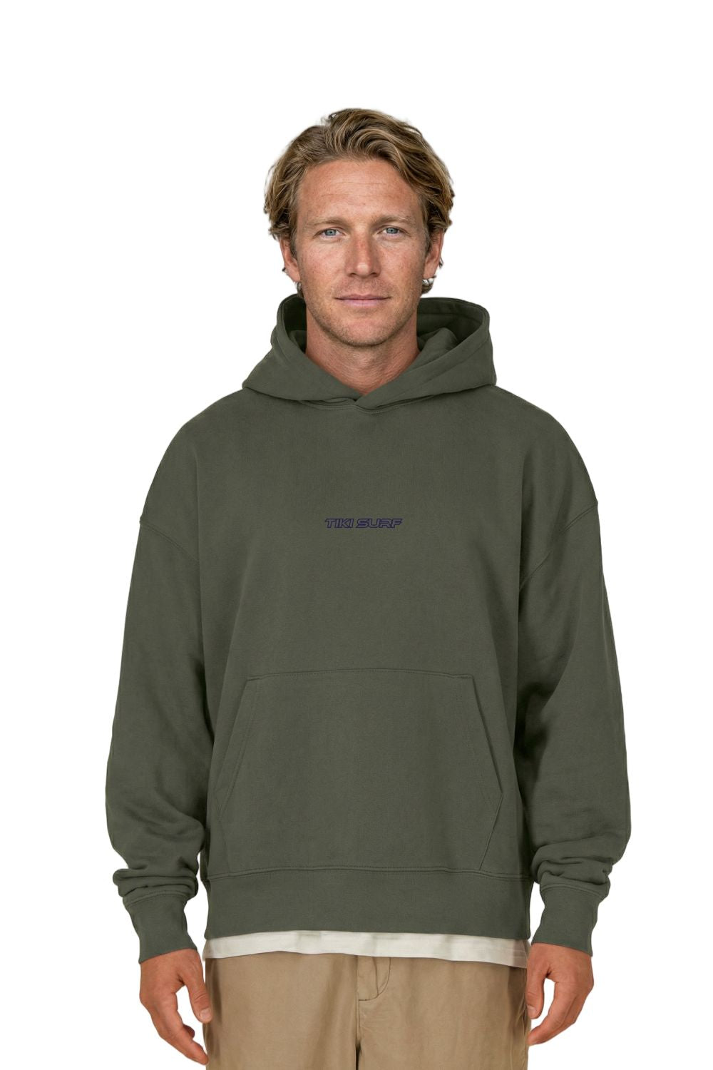 Tiki Last Wave Mens Hoodie Khaki