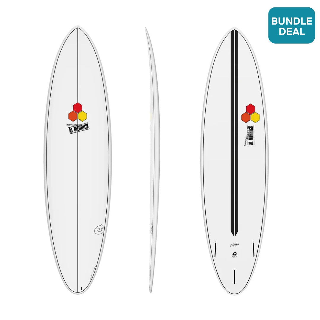 Torq 7'4'' M23 Surfboard in White + Pinline