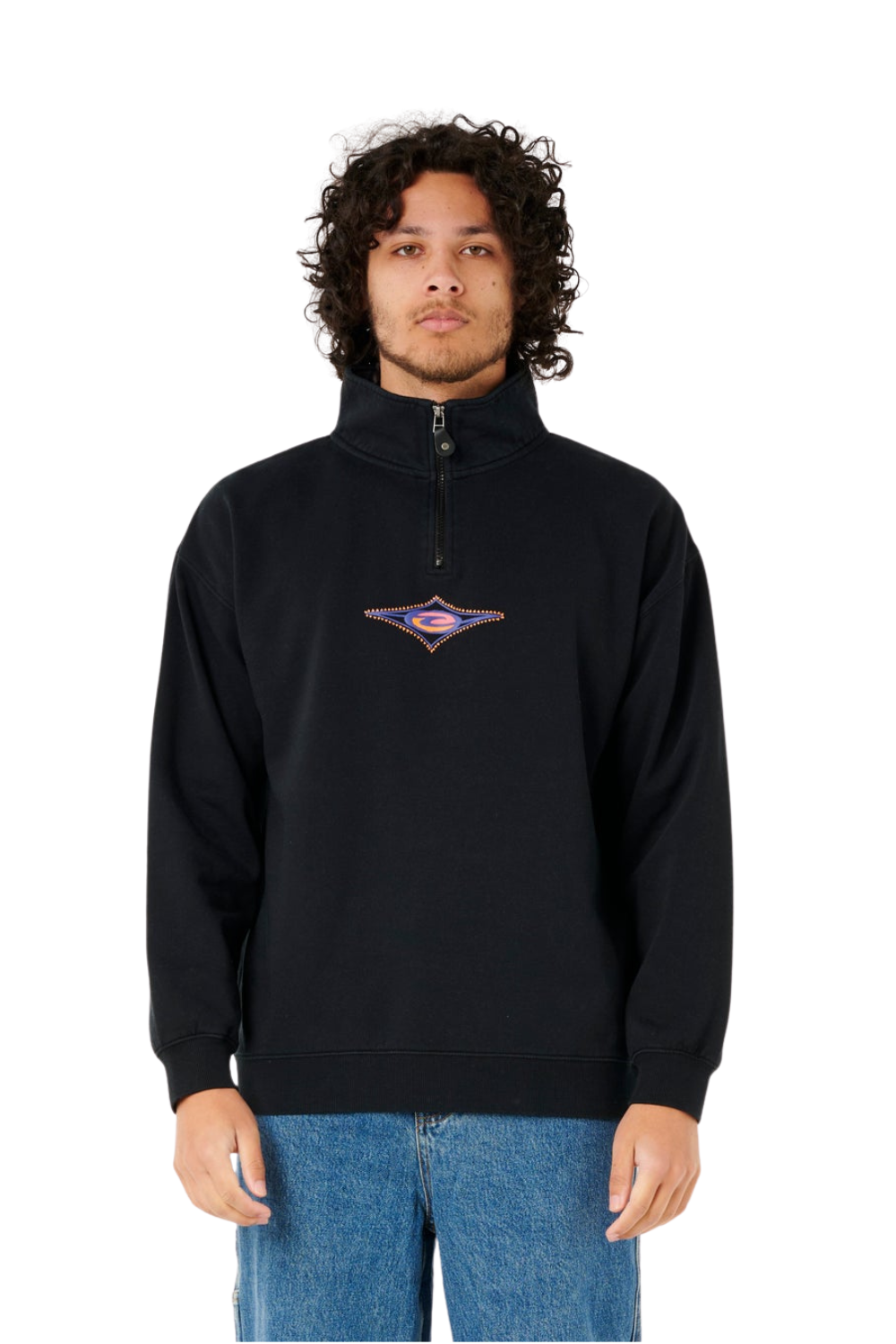 Rip Curl Raw Energy 1/4 Zip Crew Fleece Black