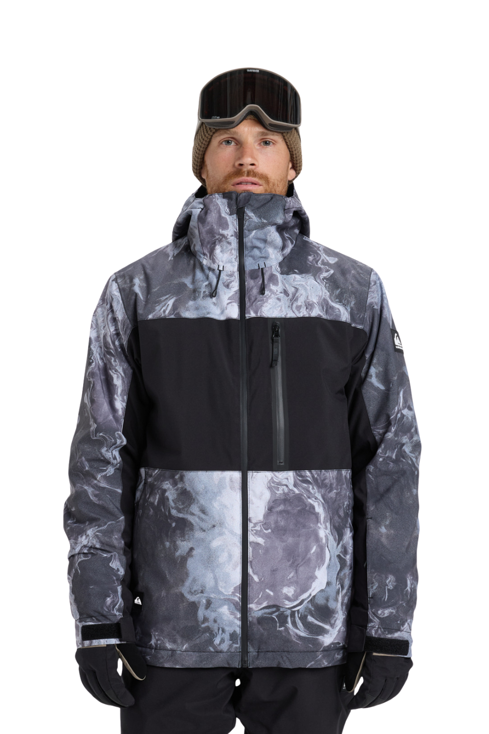 Quiksilver Mens Sycamore Printed Technical Snow Jacket Thermostamp Grayscale