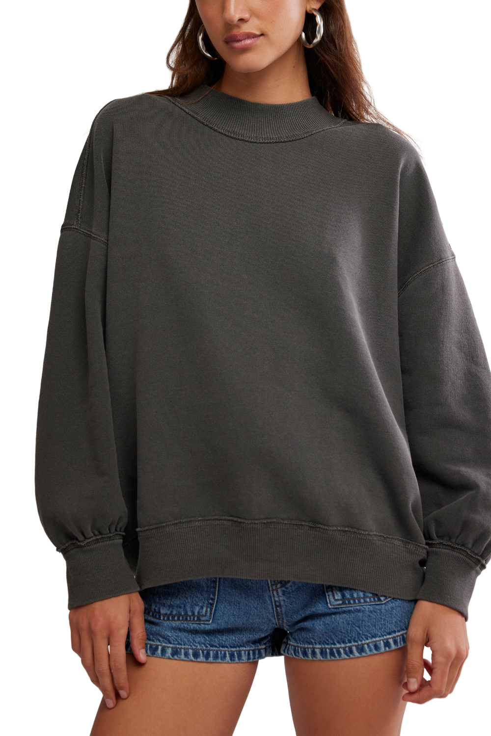 Free People Palm Springs Pullover Washed Black