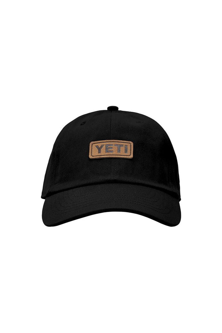 Yeti Leather Logo Badge 6 Panel Cap Black