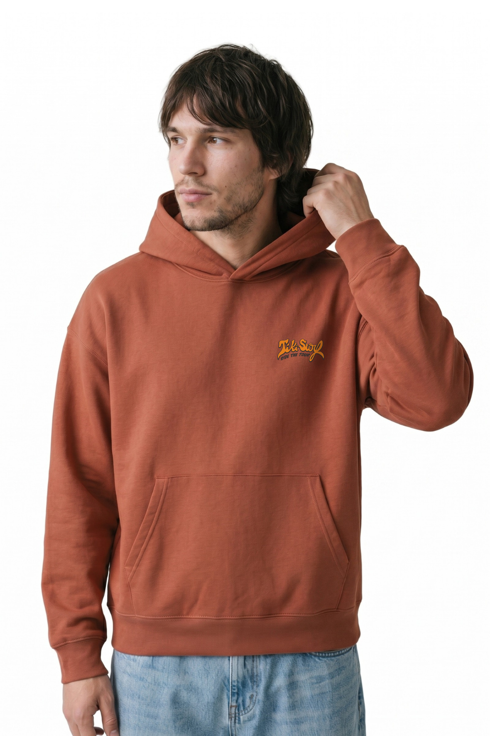 Tiki Surf Tour Mens Hoodie Burnt Orange