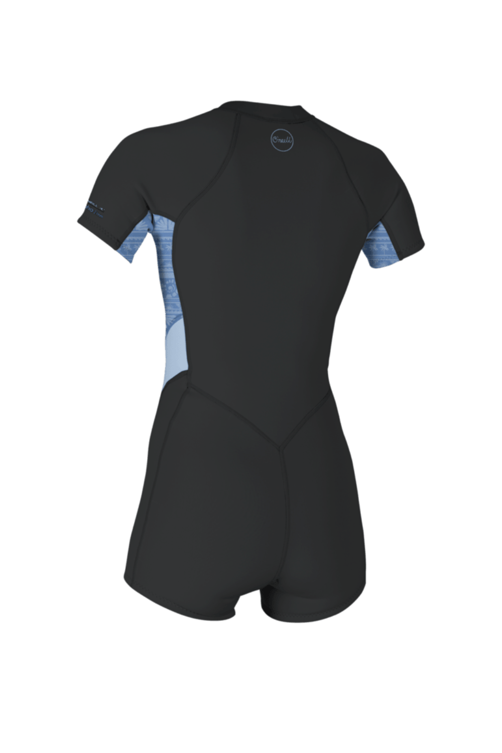 O'Neill Bahia 2/1mm Womens Spring Wetsuit Short Sleeve Front Zip Tempered Steel/Surf Abstract/Chambray Blue