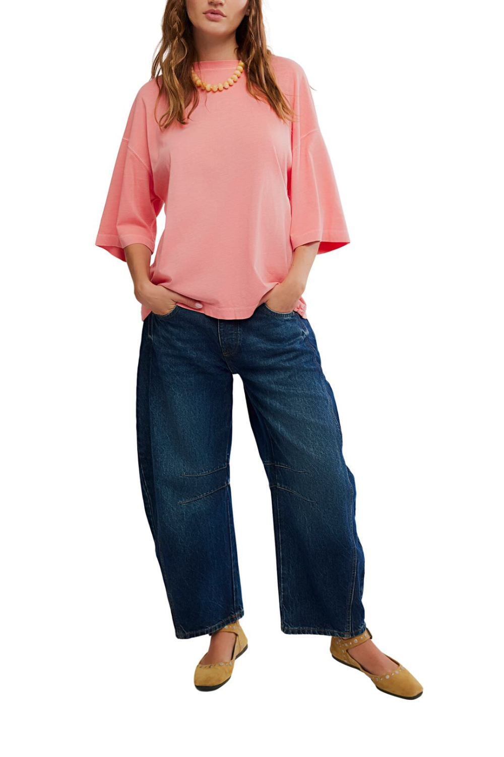 Free People Perfect Oversized T-Shirt Coral Crimson