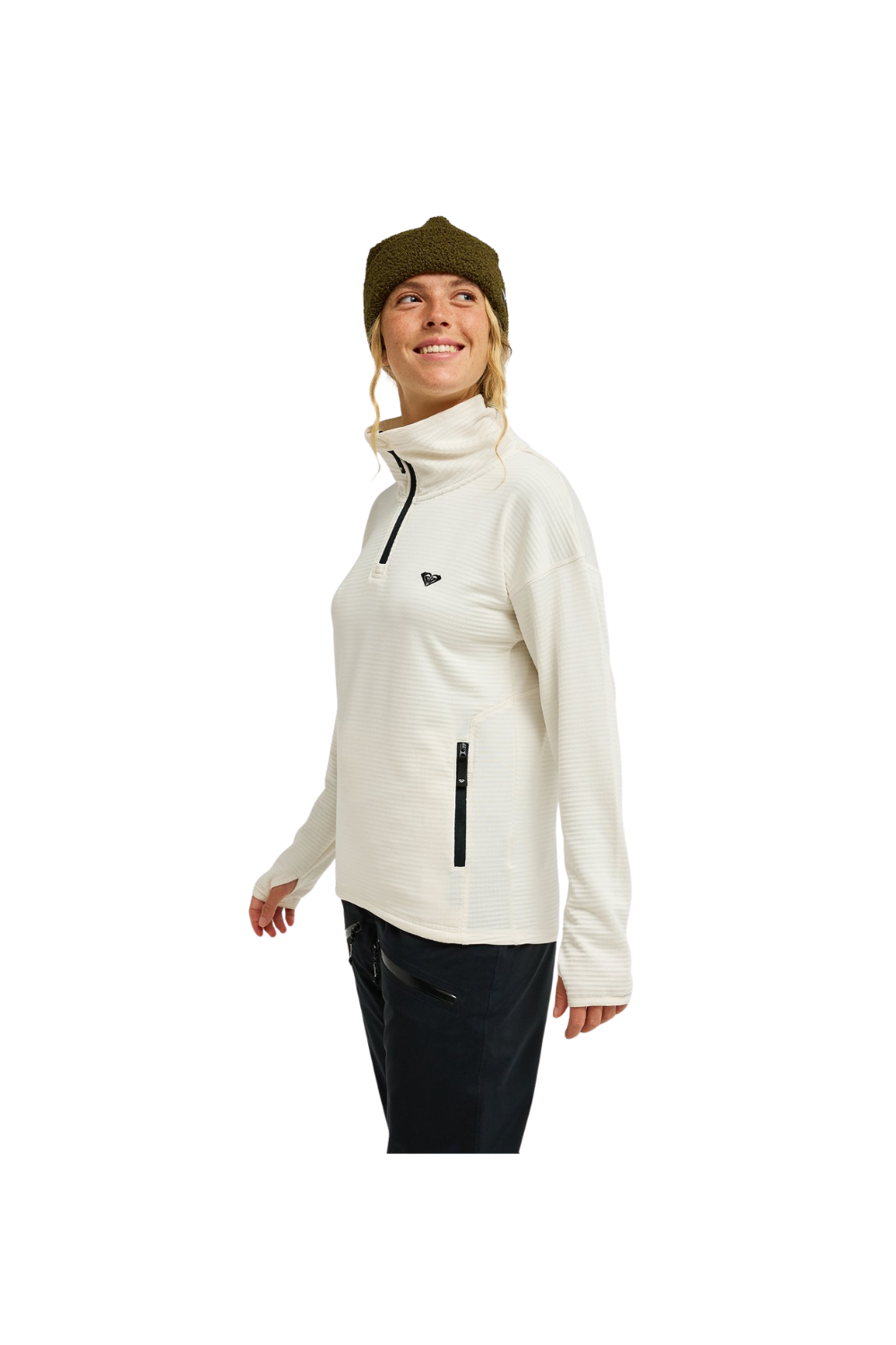 Roxy Snowstride Womens Half Zip Technical Mid Layer Top Whisper White