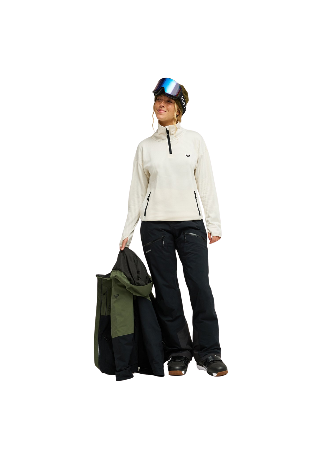 Roxy Snowstride Womens Half Zip Technical Mid Layer Top Whisper White