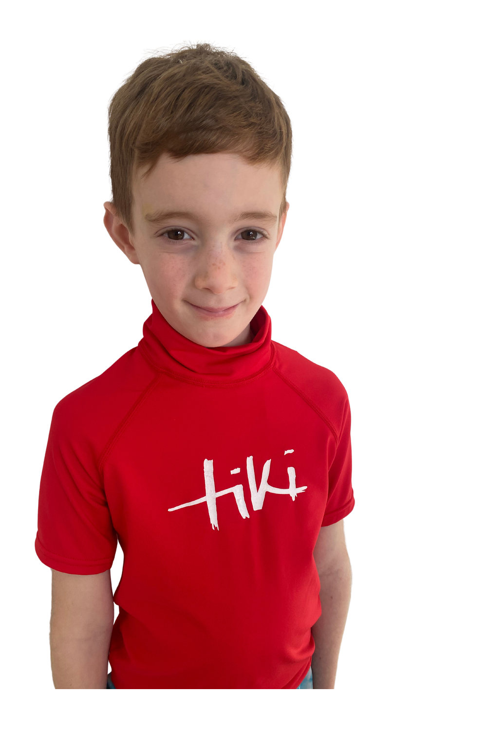 Tiki Kids S/S Rash Vest with Logo Red