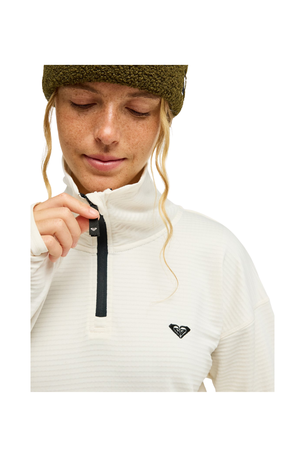 Roxy Snowstride Womens Half Zip Technical Mid Layer Top Whisper White