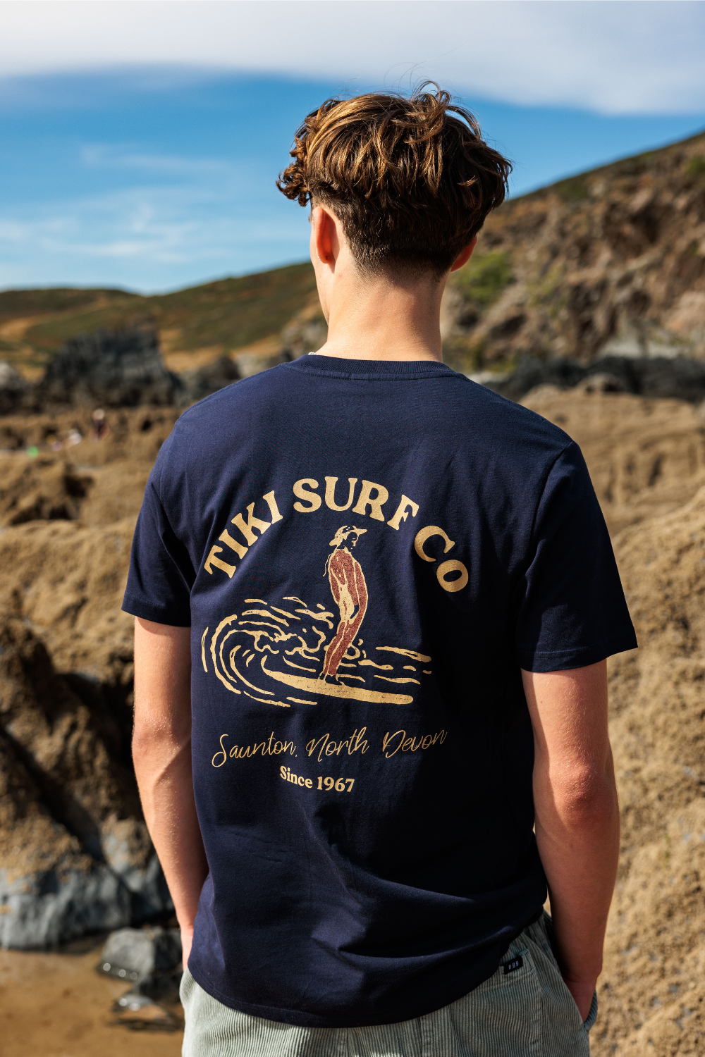 Tiki Saunton Longboard Mens T-Shirt Dark Navy