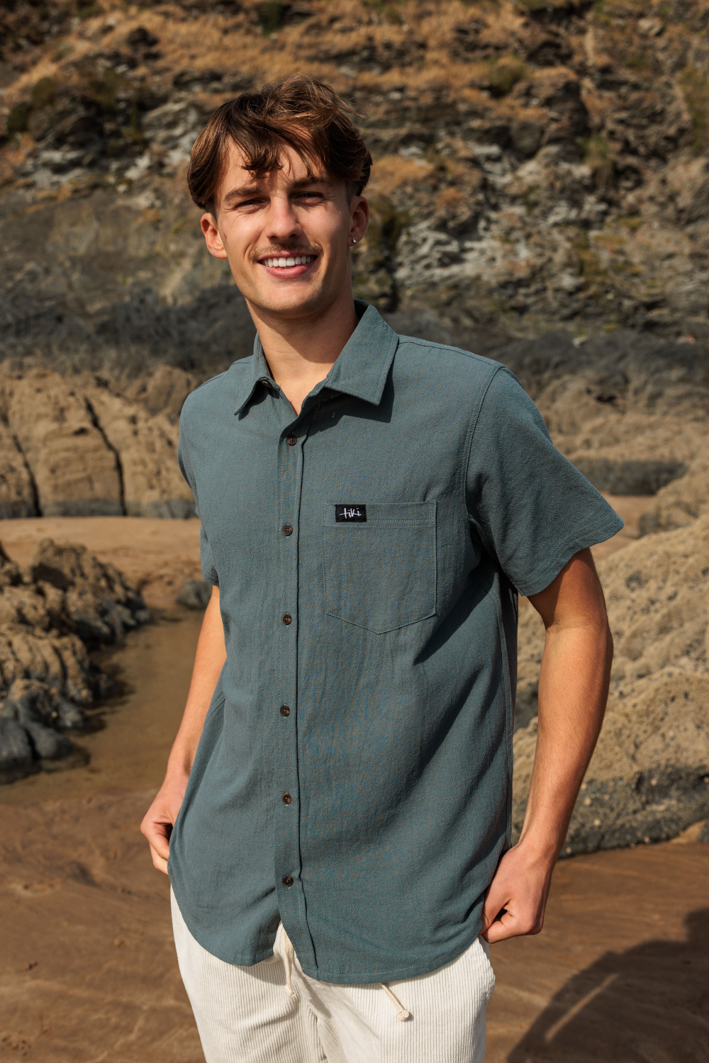 Tiki Shoreline Mens Shirt Seafoam