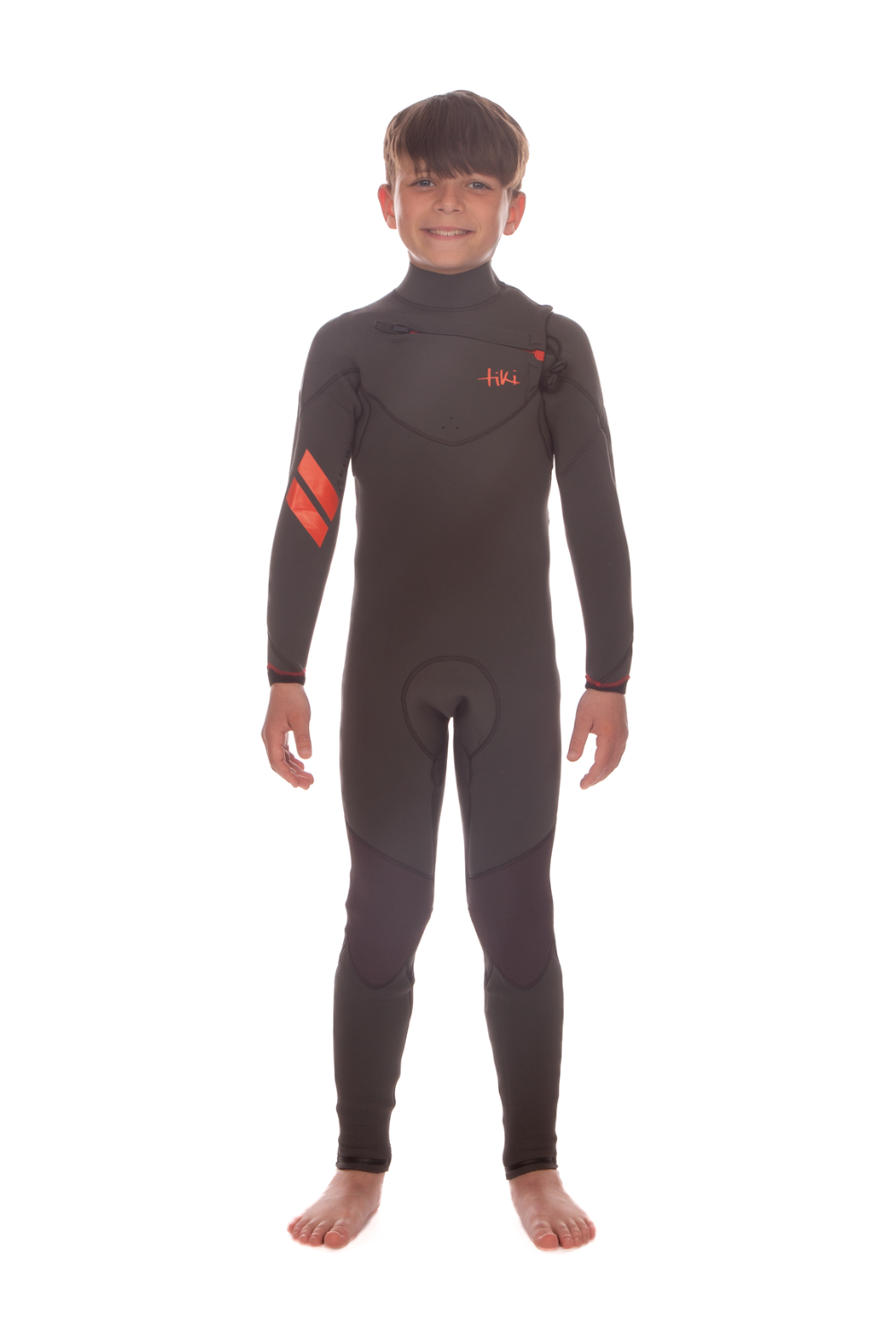 Tiki Zepha 4/3mm Junior Wetsuit Chest Zip Charcoal