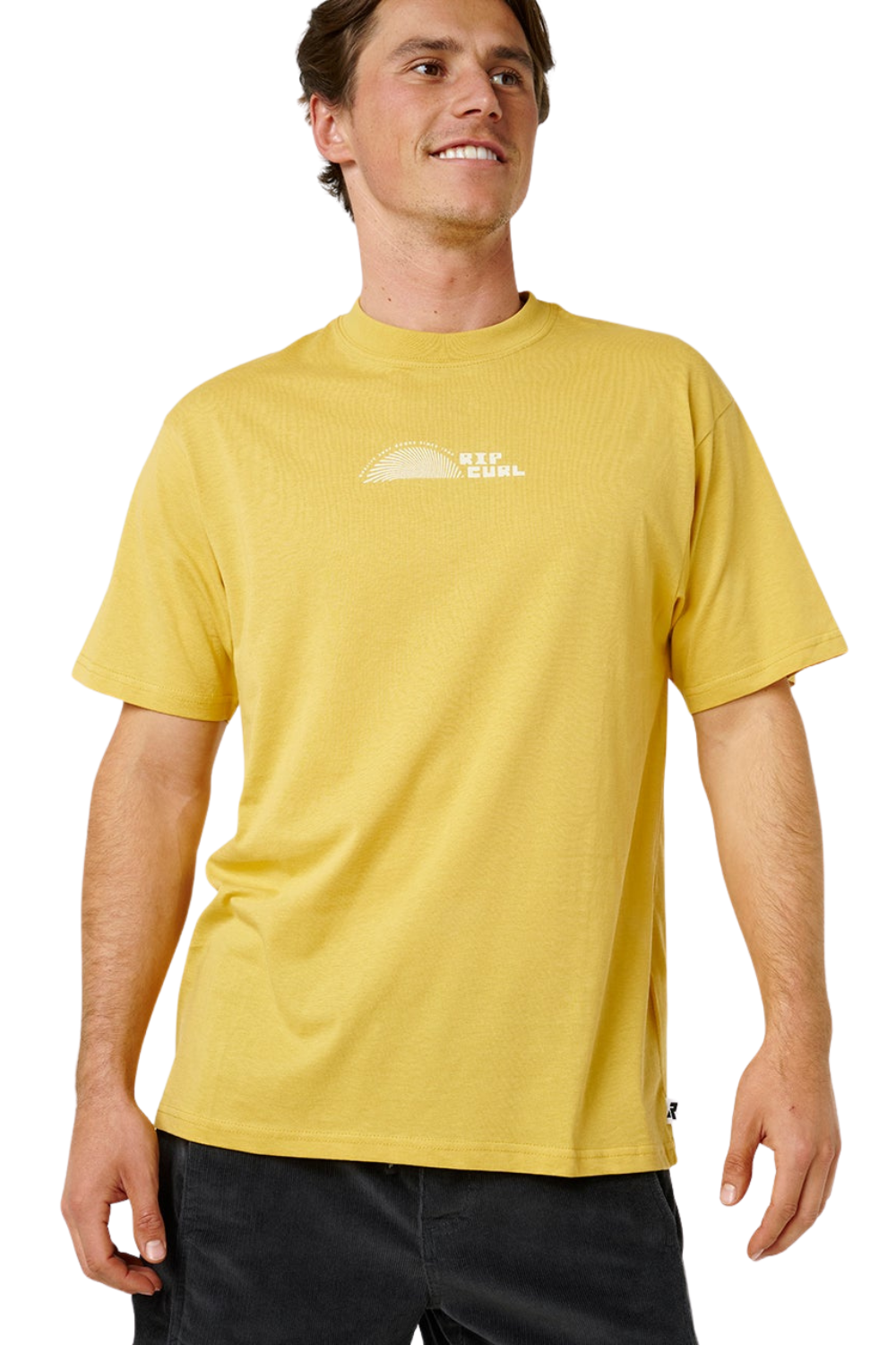 Rip Curl Artist Of The Search Thumb Print Mens T-Shirt Ochre