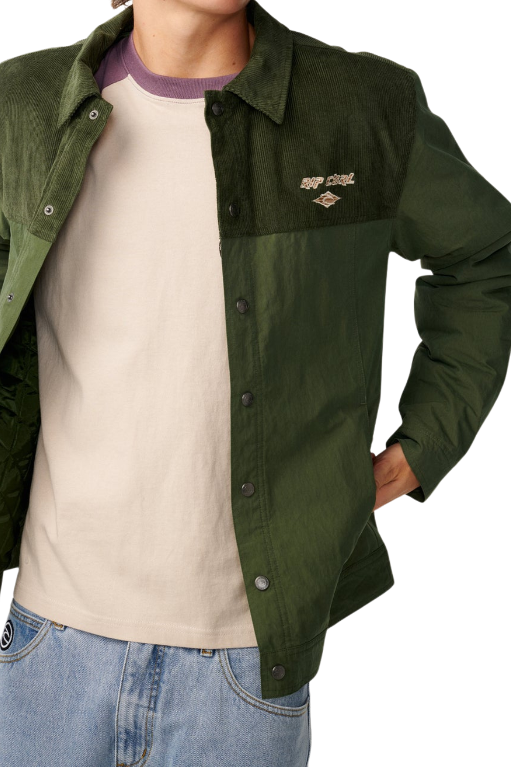 Rip Curl Classic Surf Mens Cord Puffer Jacket Dark Olive