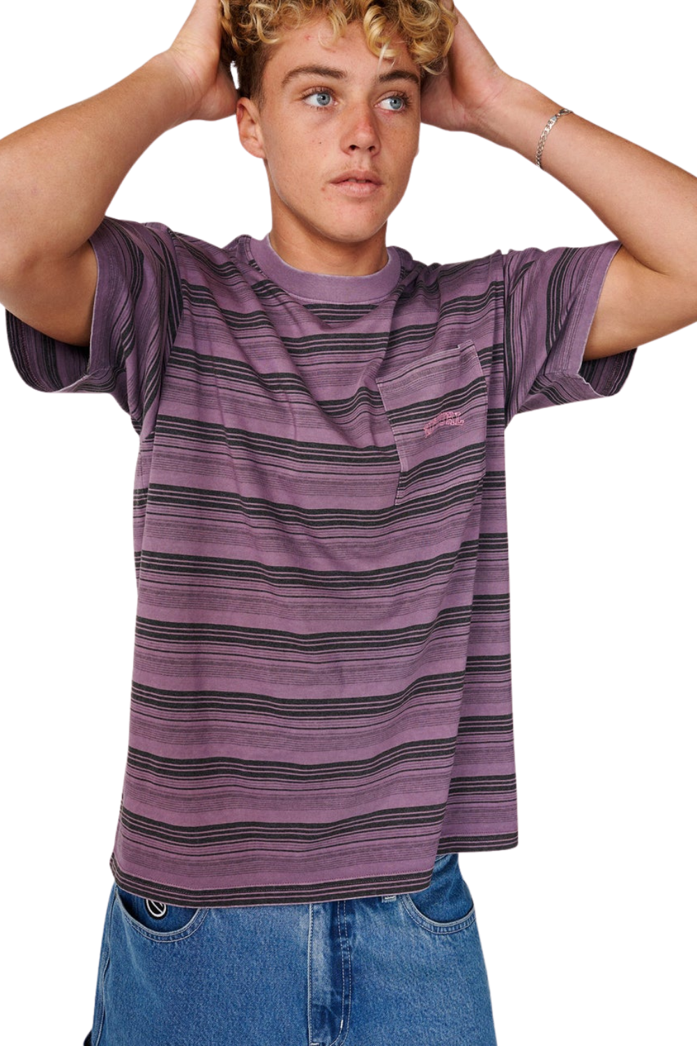 Rip Curl Disorder Mens Stripe T-Shirt Dusty Purple