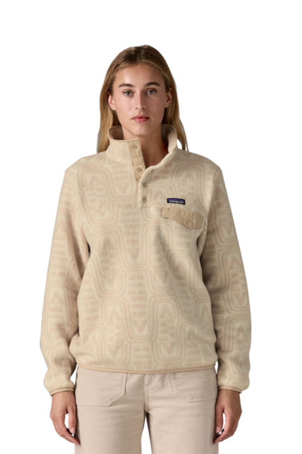 Patagonia Womens Light Weight Synch Snap-T Pullover Flow Dyno White