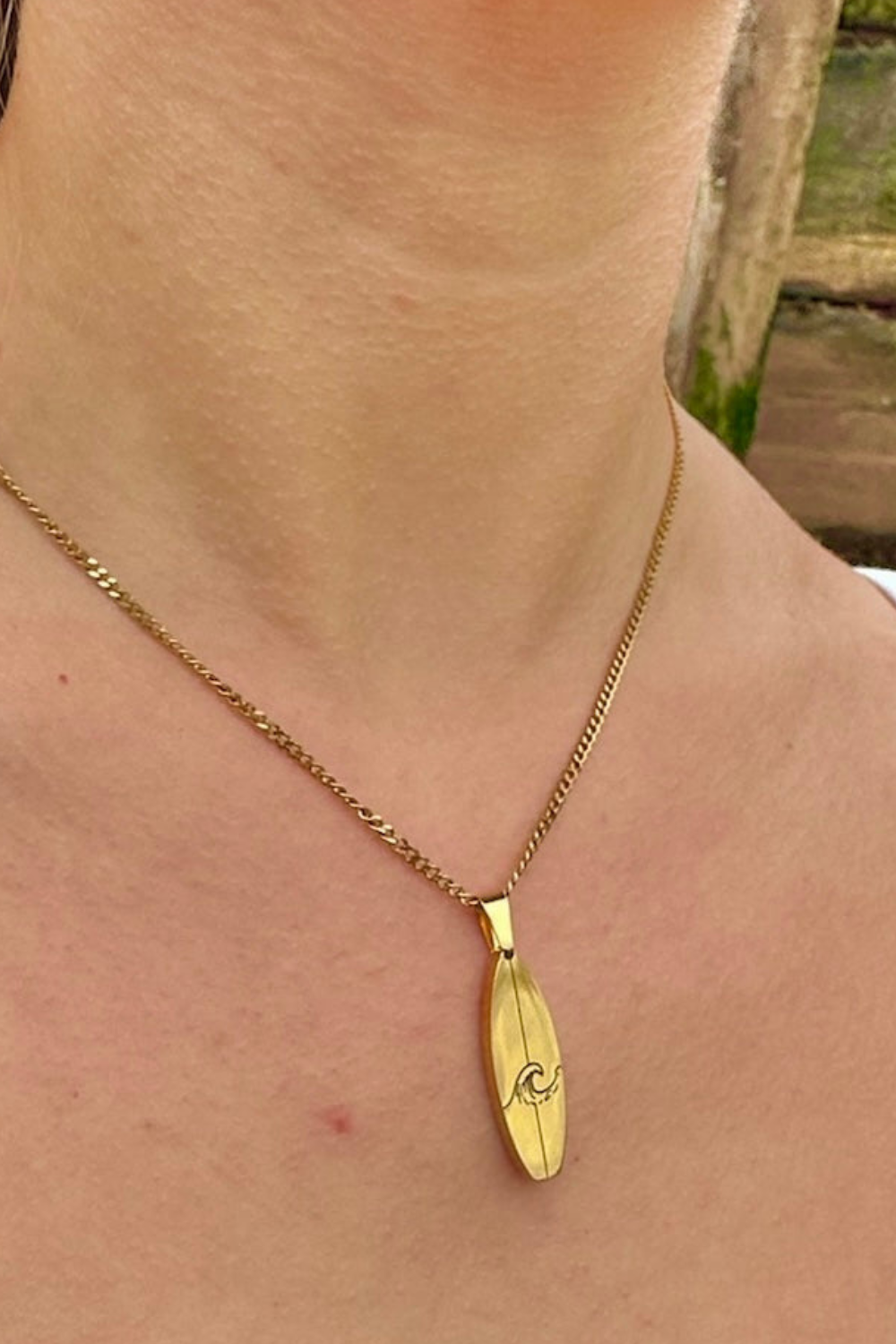 Ocean Jewel Wave Surfboard Pendant Gold