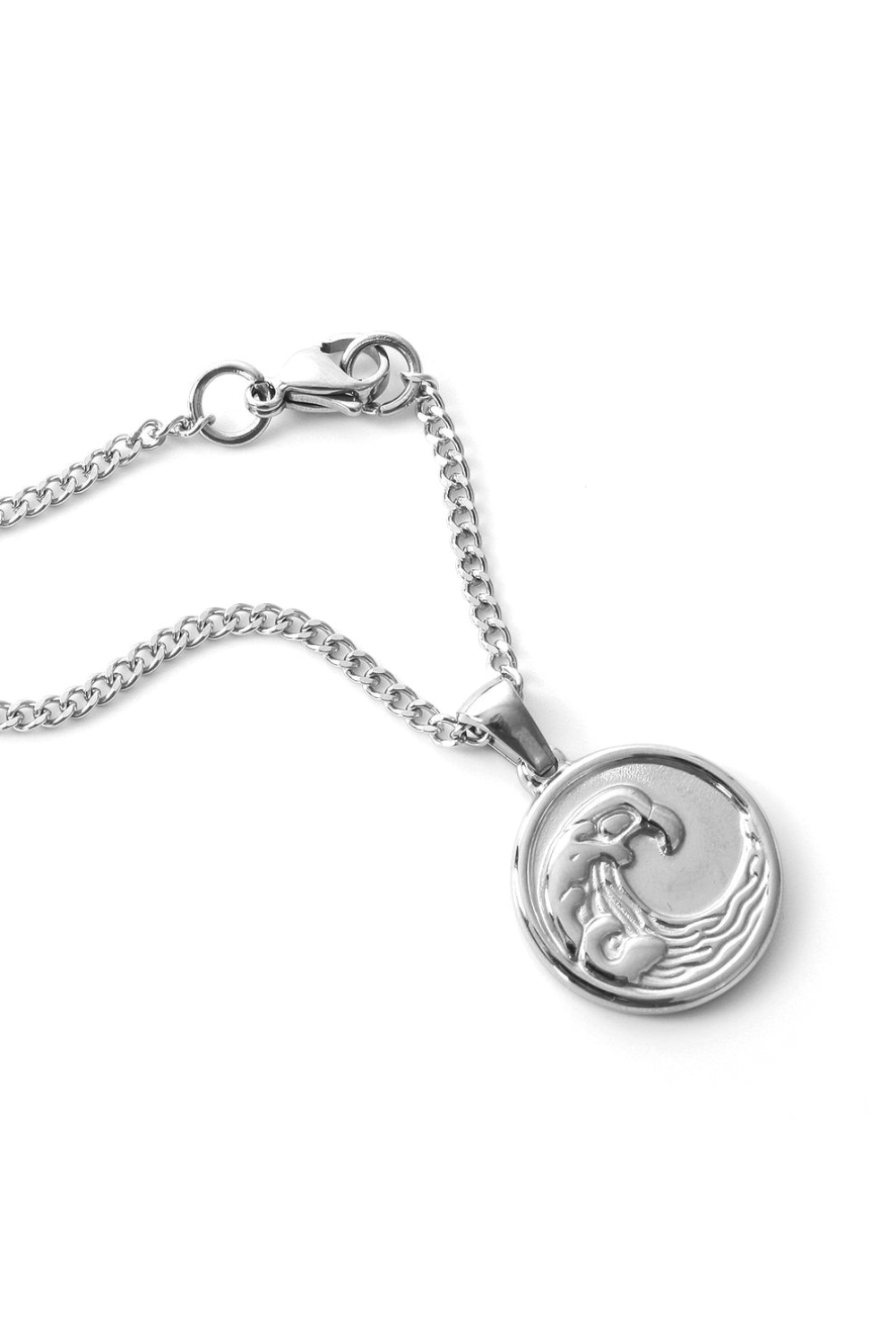 Ocean Jewel Wave Pendant Necklace Silver