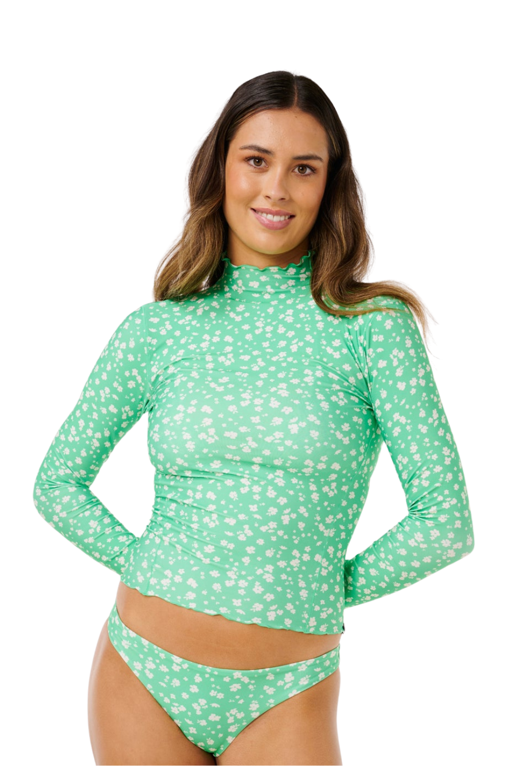 Rip Curl Surf Side Upf Womens Long Sleeve Rashguard Light Green