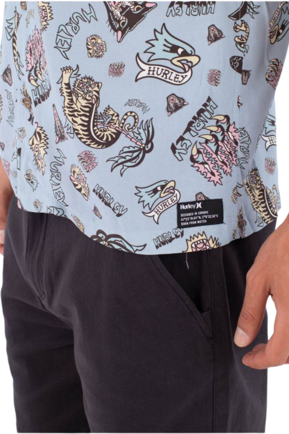 Hurley Etam Mens Short Sleeve Shirt Worker Blue