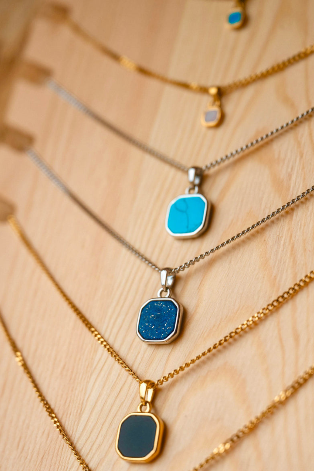 Ocean Jewel Lapis Lazuli Stone Pendant Necklace Silver