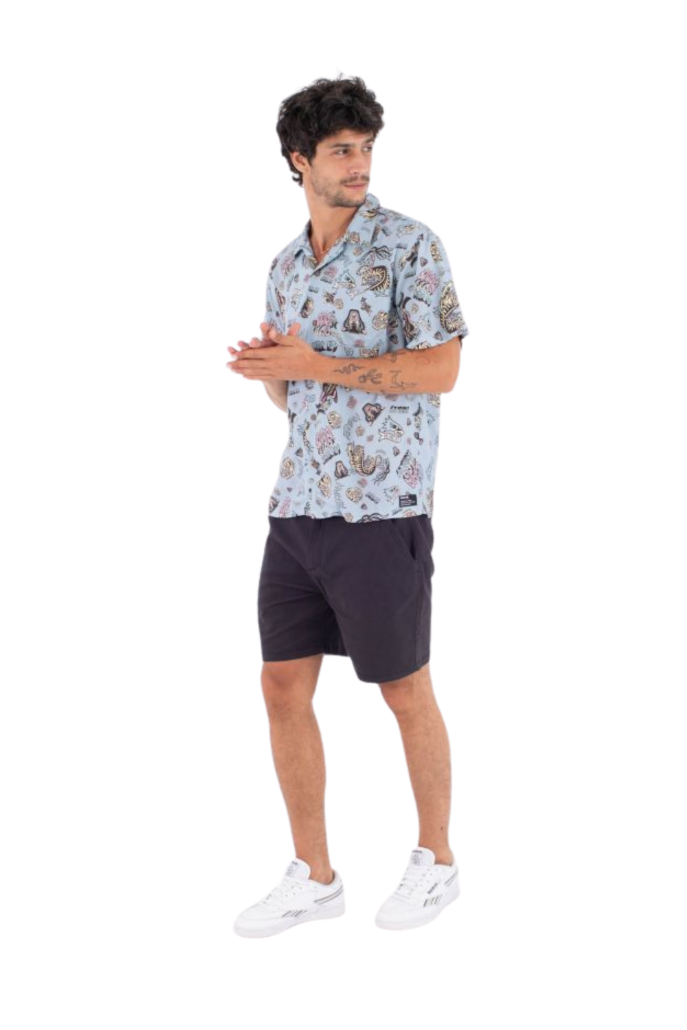 Hurley Etam Mens Short Sleeve Shirt Worker Blue