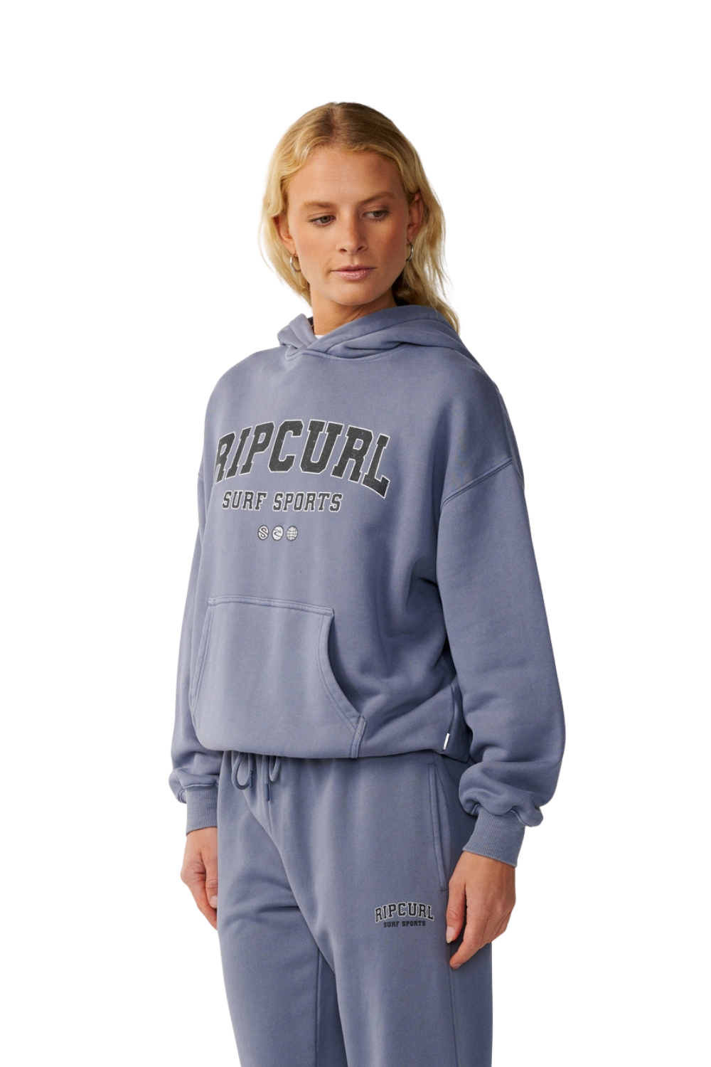 Rip Curl Varsity Womens Sports Hoodie Blue Grey