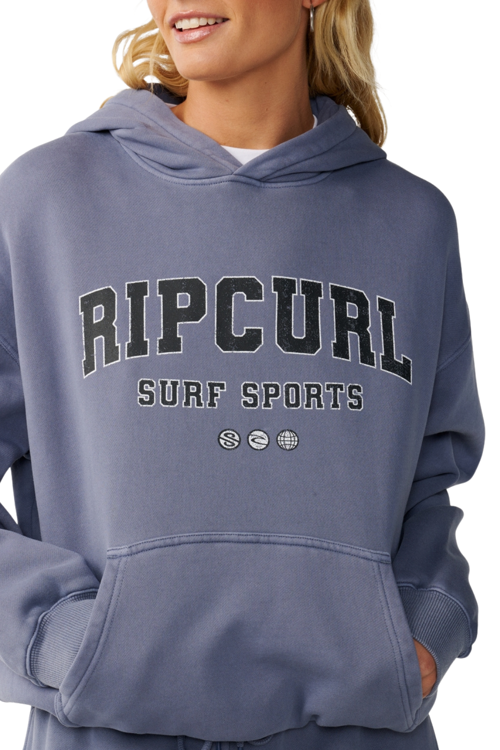 Rip Curl Varsity Womens Sports Hoodie Blue Grey