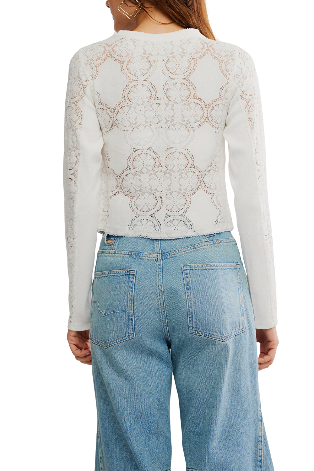 Free People Jae Knit Long Sleeve Cardigan Sugar Swizzle