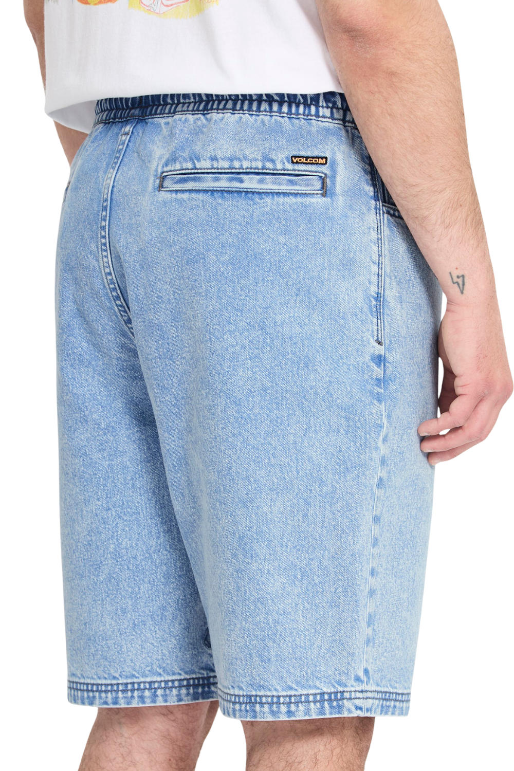 Volcom Freazy Denim Mens Elasticated Waist 22" Shorts Pale Aqua