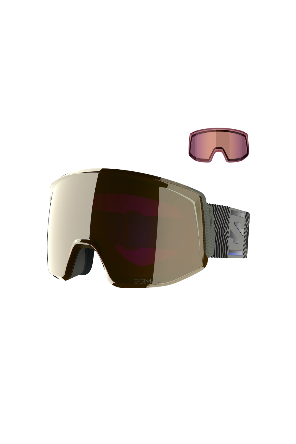 Salomon Skarn Prime Sigma Photochromic Ski Goggles  With Extra Lens Castor Gray