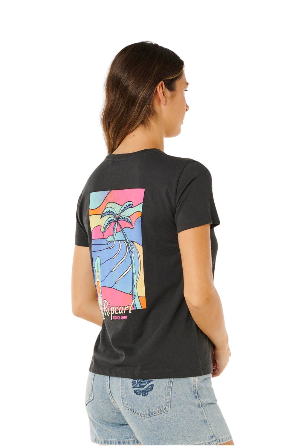 Rip Curl Tide Line Womens Standard T-Shirt Washed Black