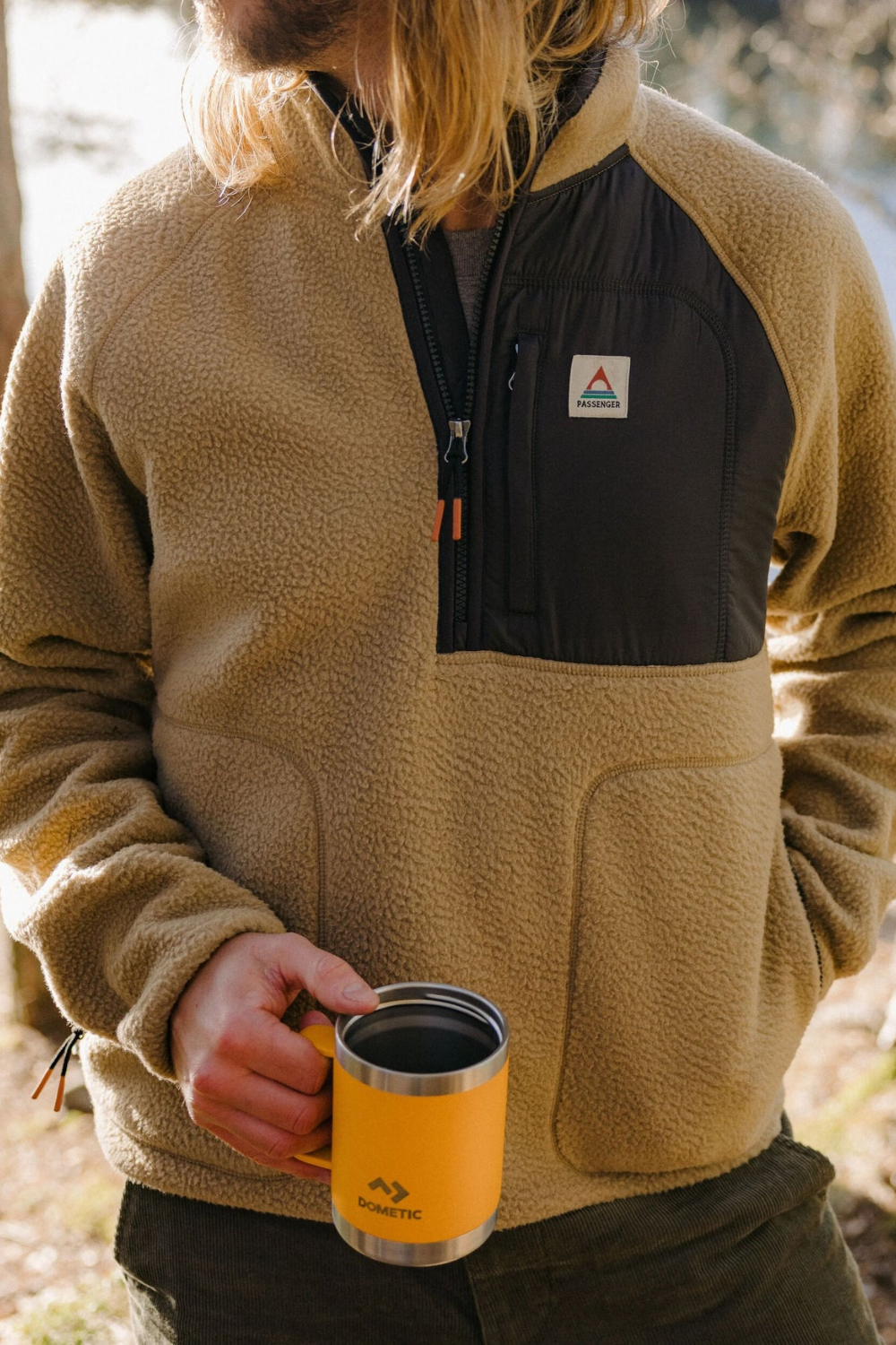 Passenger Offgrid 2.0 1/2 Zip Mens Recycled Sherpa Fleece Biscuit