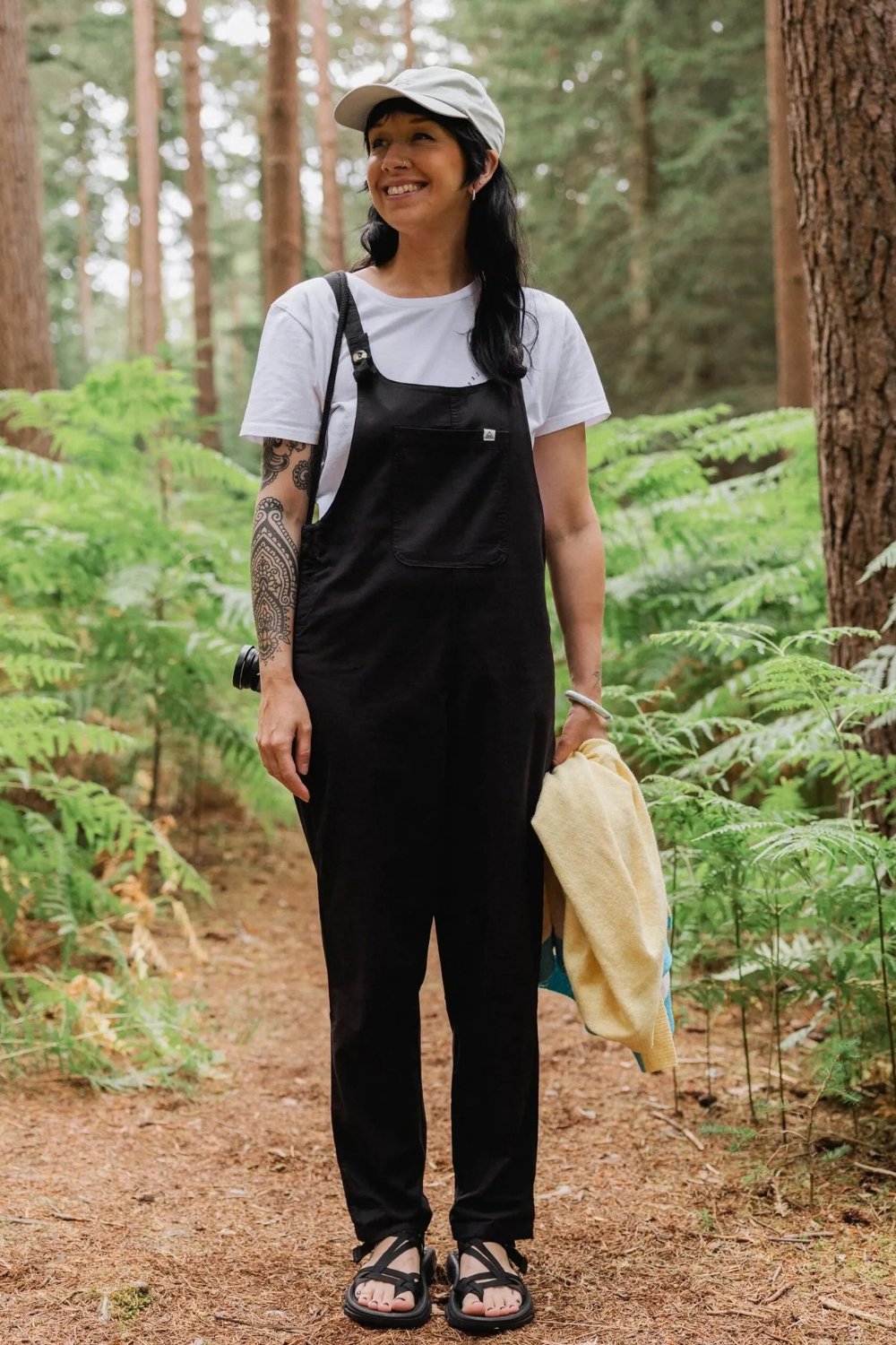 Passenger Meadows Womens Organic Cotton Dungarees Black