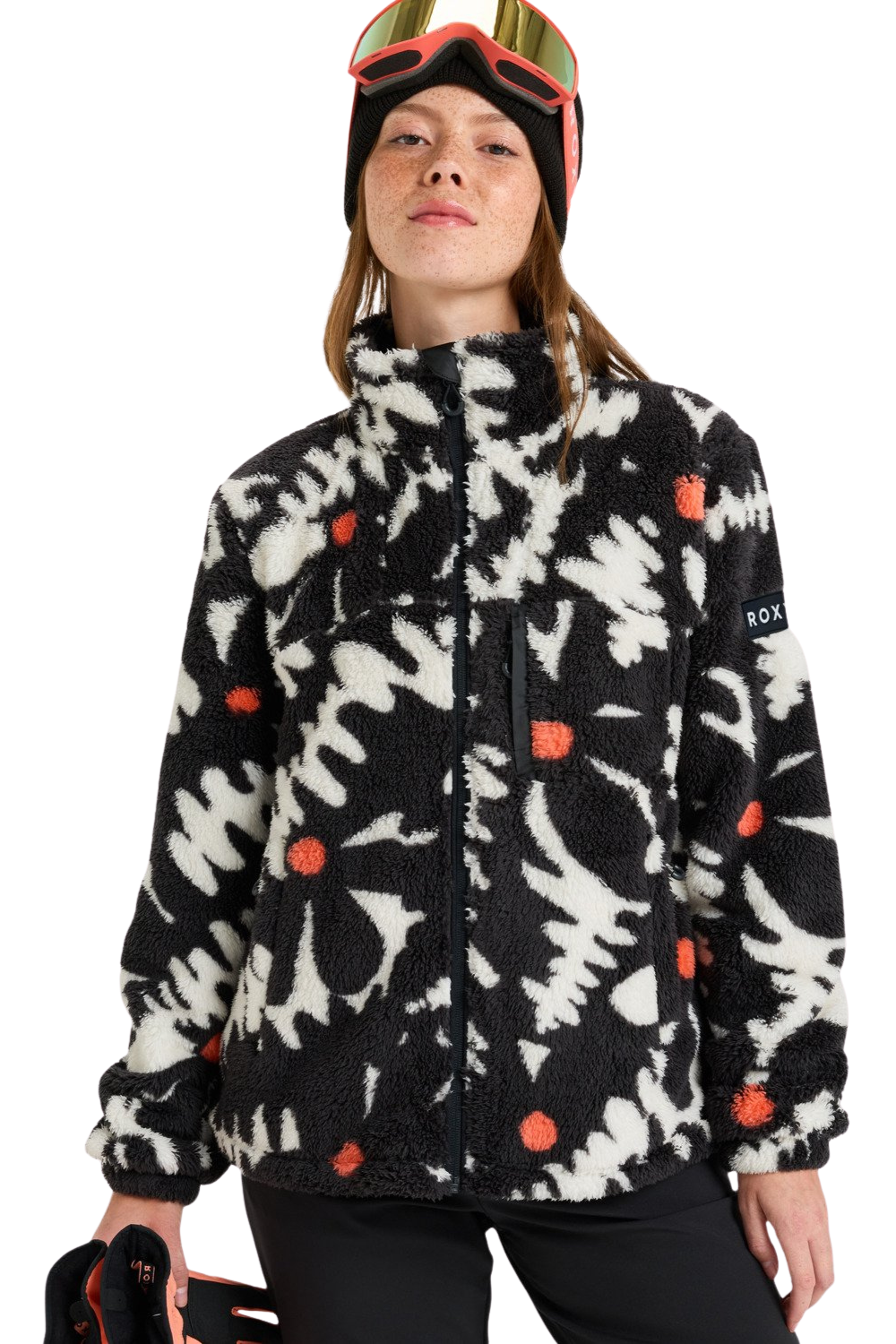 Roxy Womens Alabama Technical Mid Layer Fleece True Black Big Flower