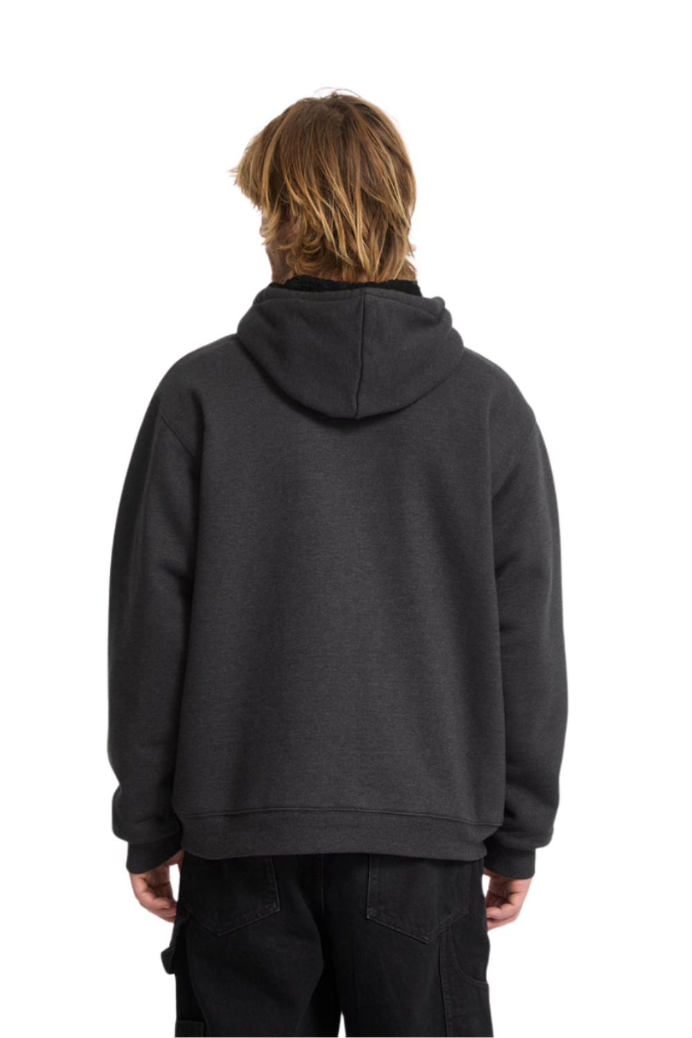 Volcom Single Stone Fleece Lined Full Zip Hoodie Heather Black