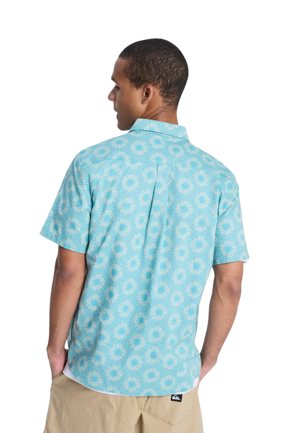 Quiksilver Apero Classic Mens Short Sleeve Shirt Aqua Ocean Mayhem 32