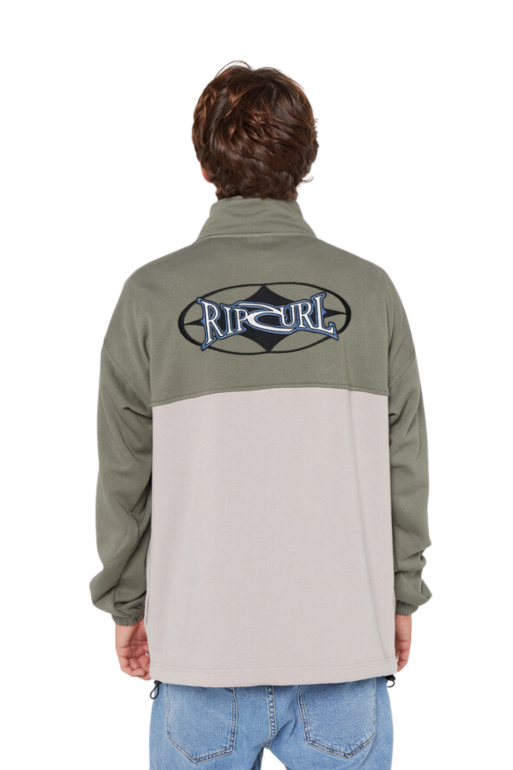 Rip Curl Heritage Oval 1/4 Zip Crew Cactus Green