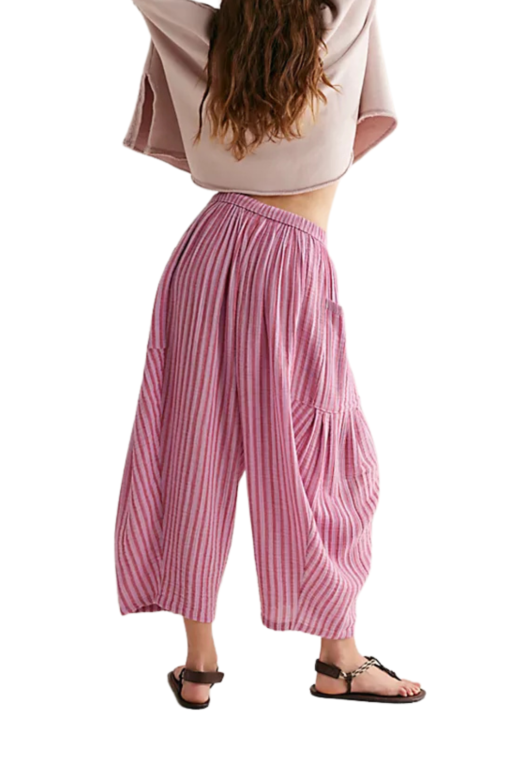 Free People Striped Quinn Womens Trousers Strawberry Combo