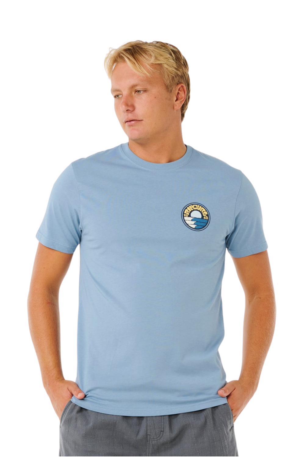 Rip Curl Pacific Rinse Stacked Mens T-Shirt Faded Denim