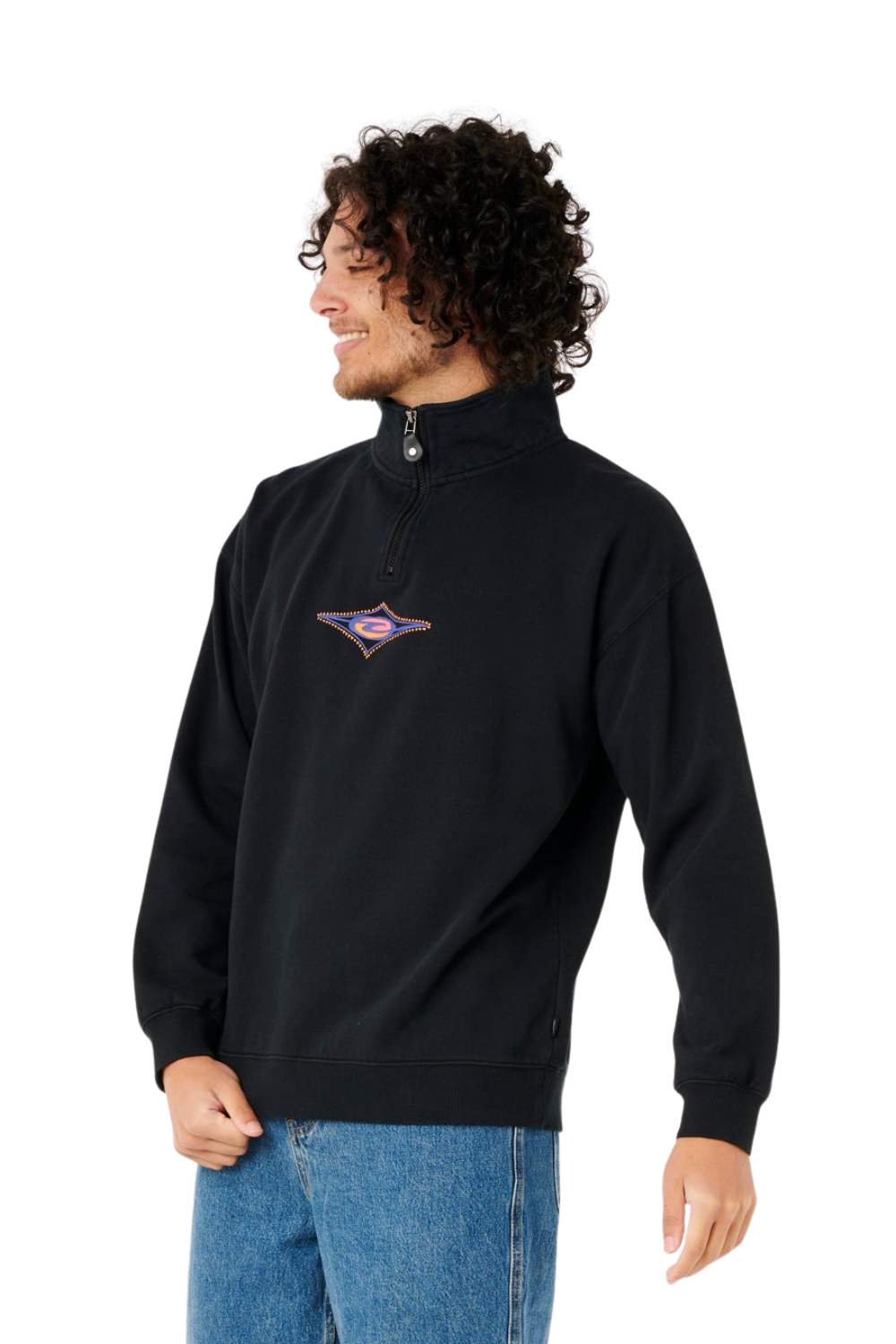 Rip Curl Raw Energy 1/4 Zip Crew Fleece Black