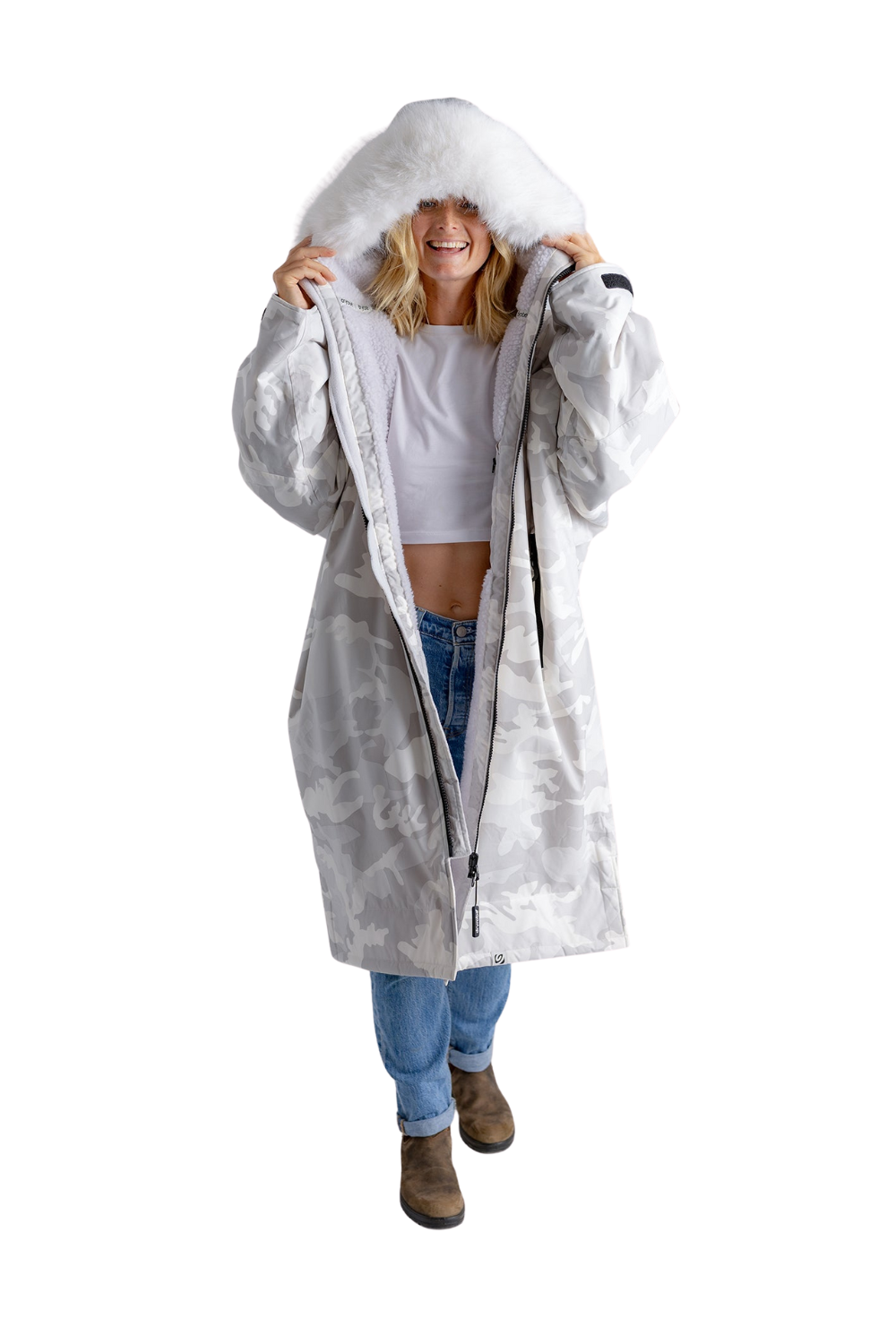 Dryrobe Adults Alpine Advance Long Sleeve Changing Robe White Camo