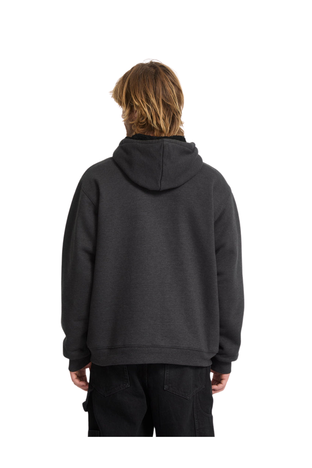 Volcom Single Stone Fleece Lined Full Zip Hoodie Heather Black