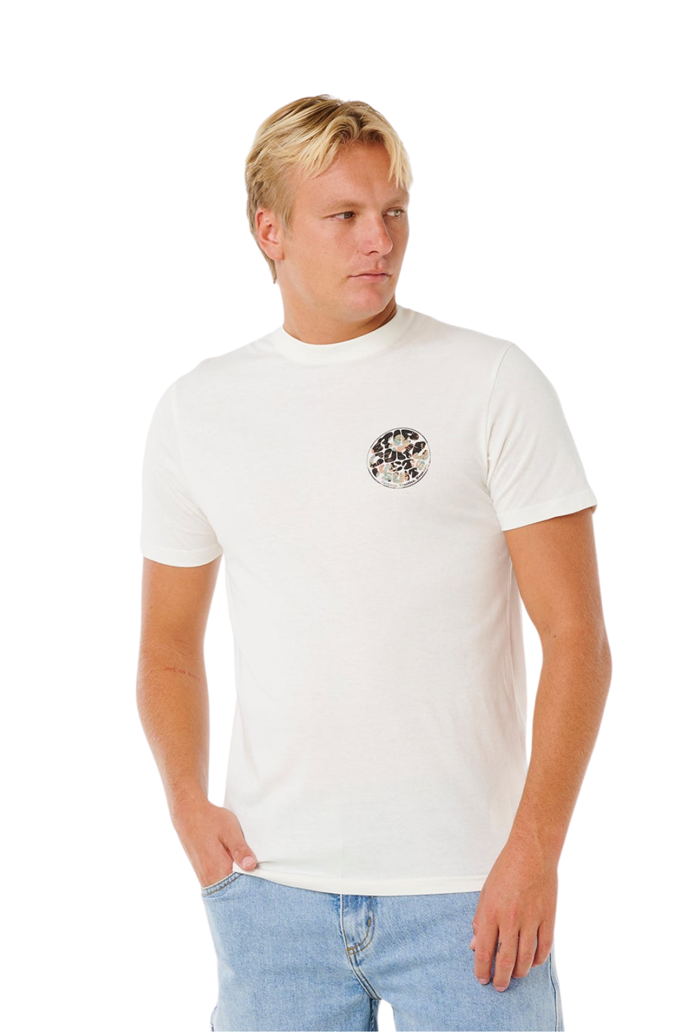 Rip Curl Wettie Passage Icon Mens T-Shirt Bone