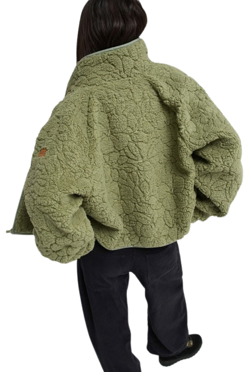Roxy Blurry Cloud Womens Full Zip Relaxed Fleece Oil Green Outline Mo
