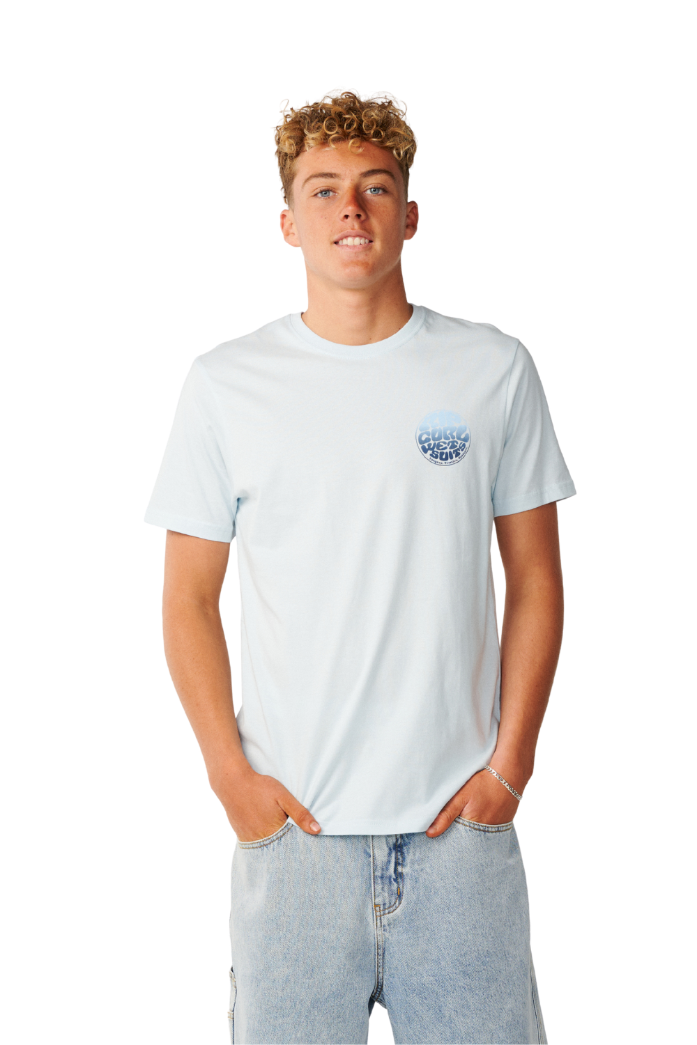 Rip Curl Wettie Passage Icon Mens T-Shirt Glacier Blue
