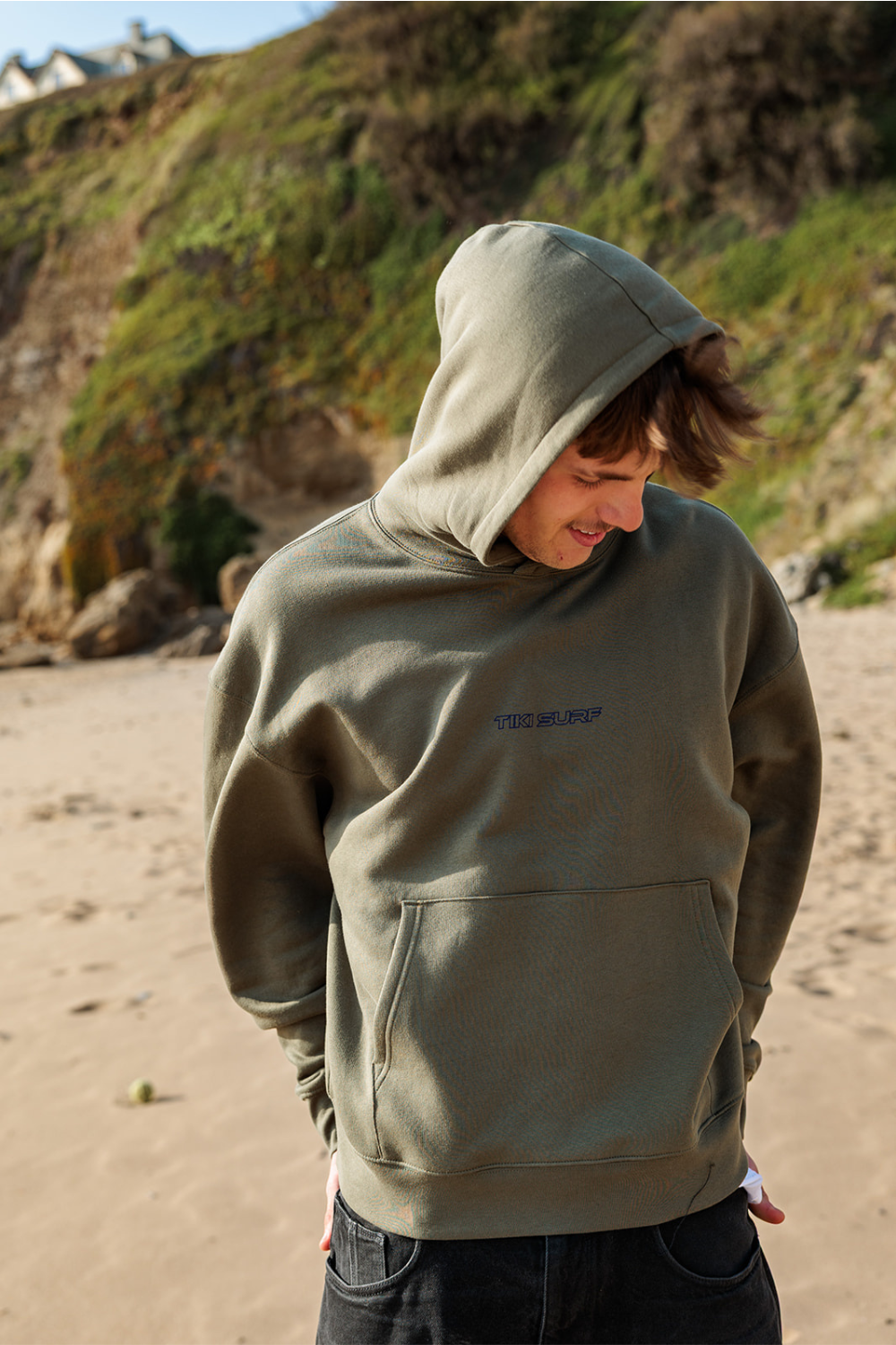 Tiki Last Wave Mens Hoodie Khaki