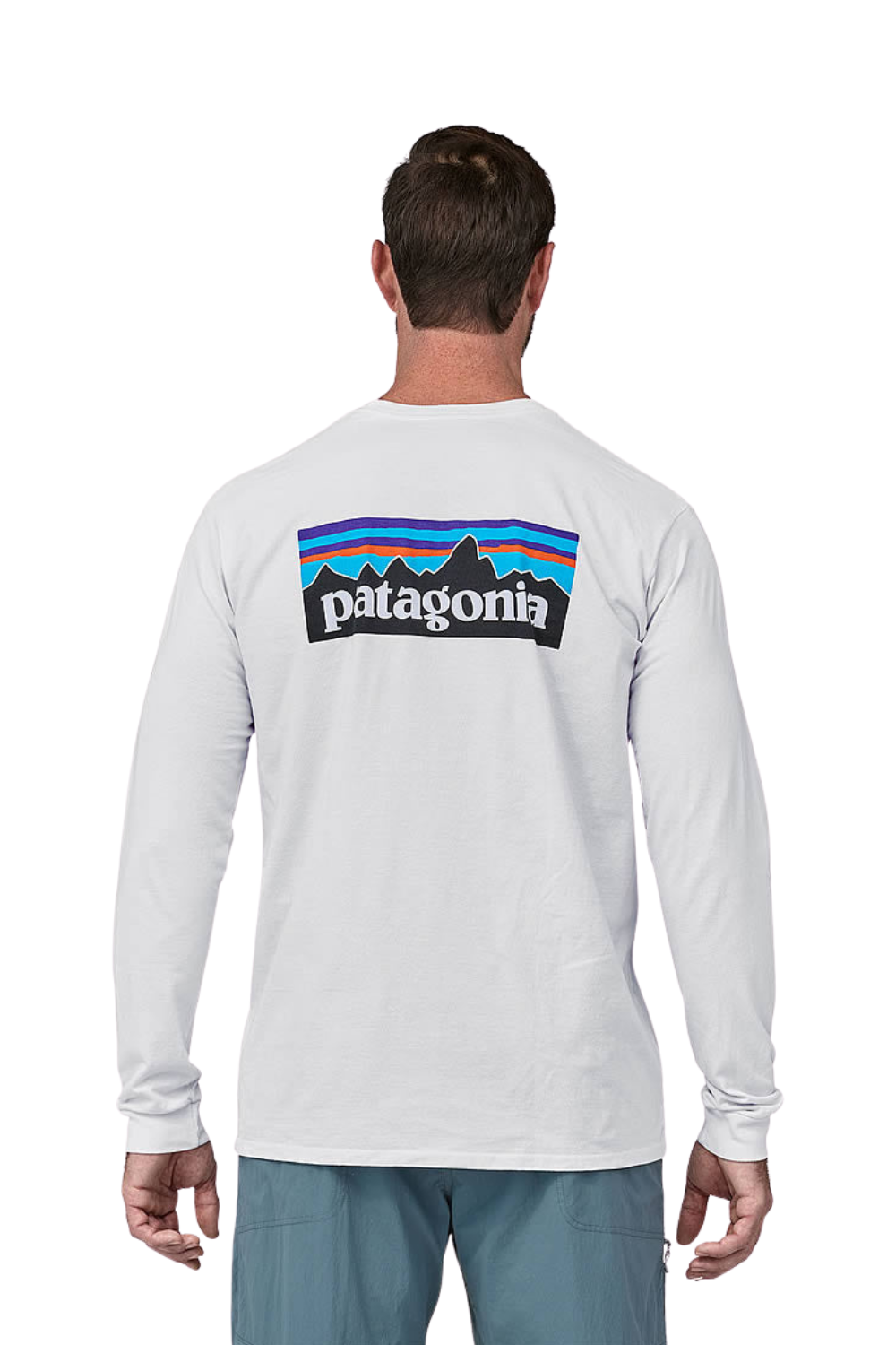 Patagonia P-6 Logo Mens Long Sleeved Responsibili-Tee Fiber White