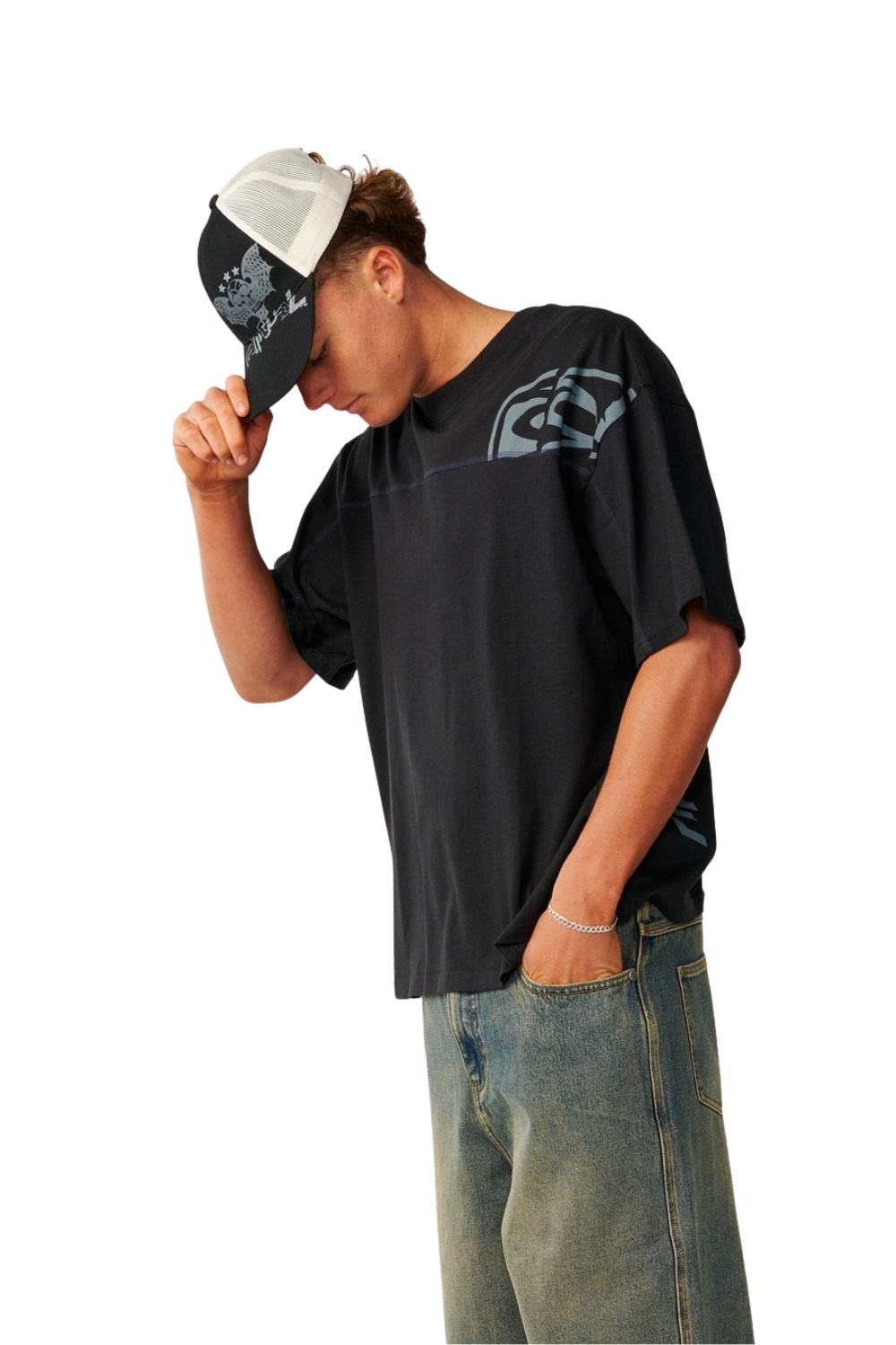 Rip Curl Archive Thrashed Mens Panel T-Shirt Black