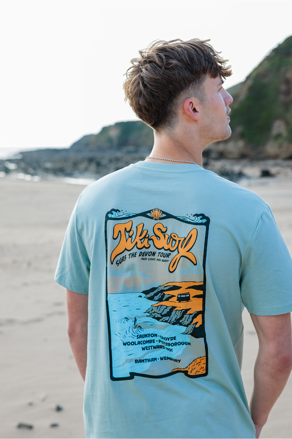 Tiki Surf Tour Mens T-Shirt Aloe